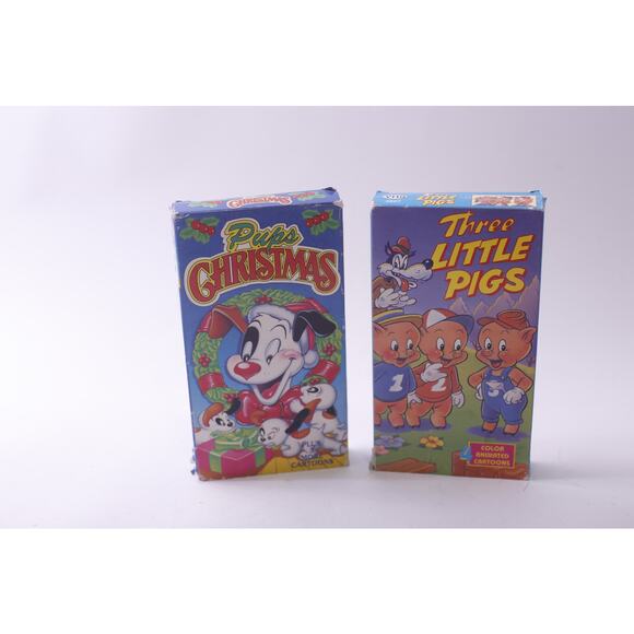 Pups Christmas, Three Little Pigs, VHS, Cartoon, Video Tape, ~ 250811-WH 506 - Picture 1 of 2